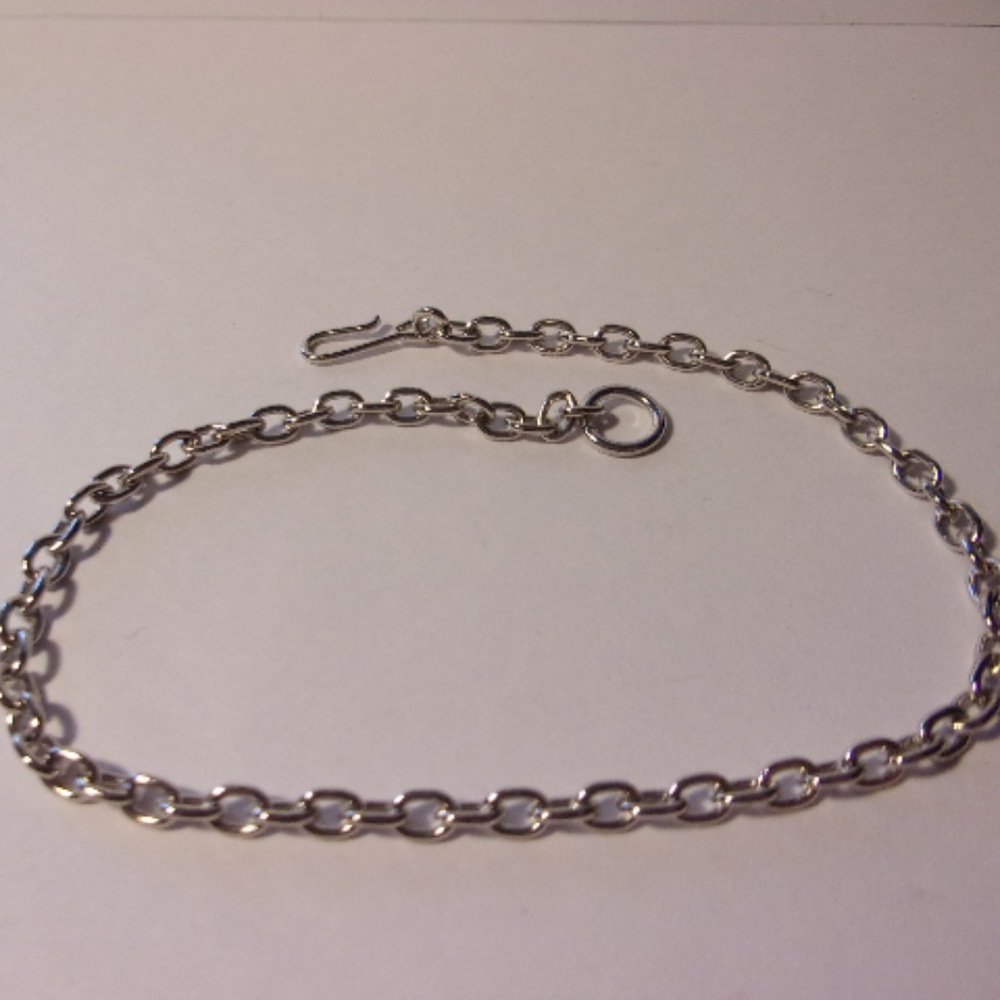 Silver Tone Chain Ankle Bracelet 9.5" Long